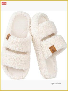 Open Toe Slippers with Memory Foam - Fuzzy House Shoes